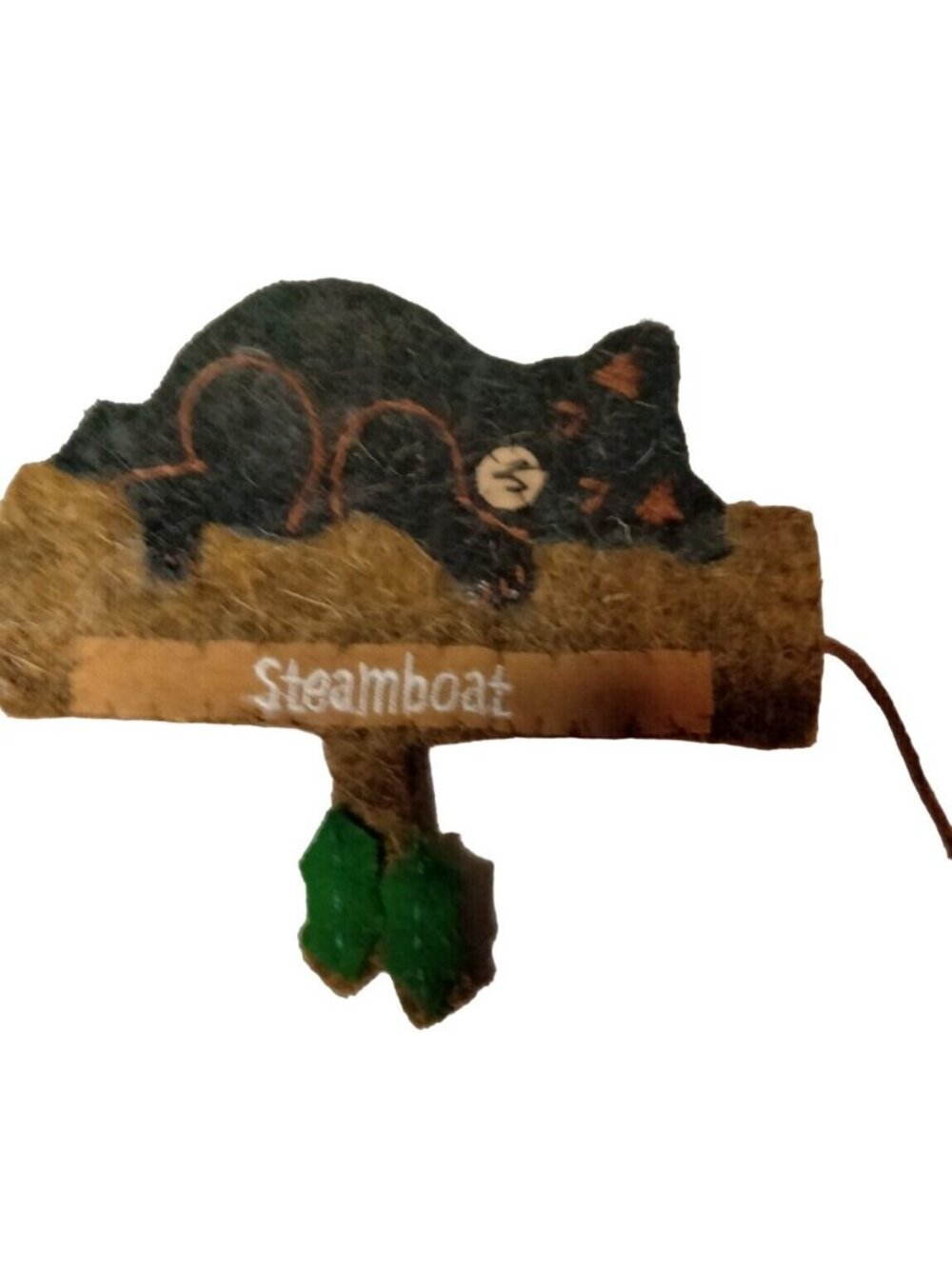 Steamboat Springs Christma Ornament Colorado Black Bear Recycled Felted Woo